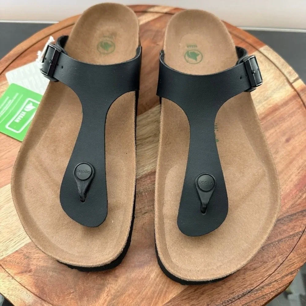 Birkenstock Papillio Gizeh‎ Platform EU 41 Mens 8 Womens 10 Vegan Black Sandals